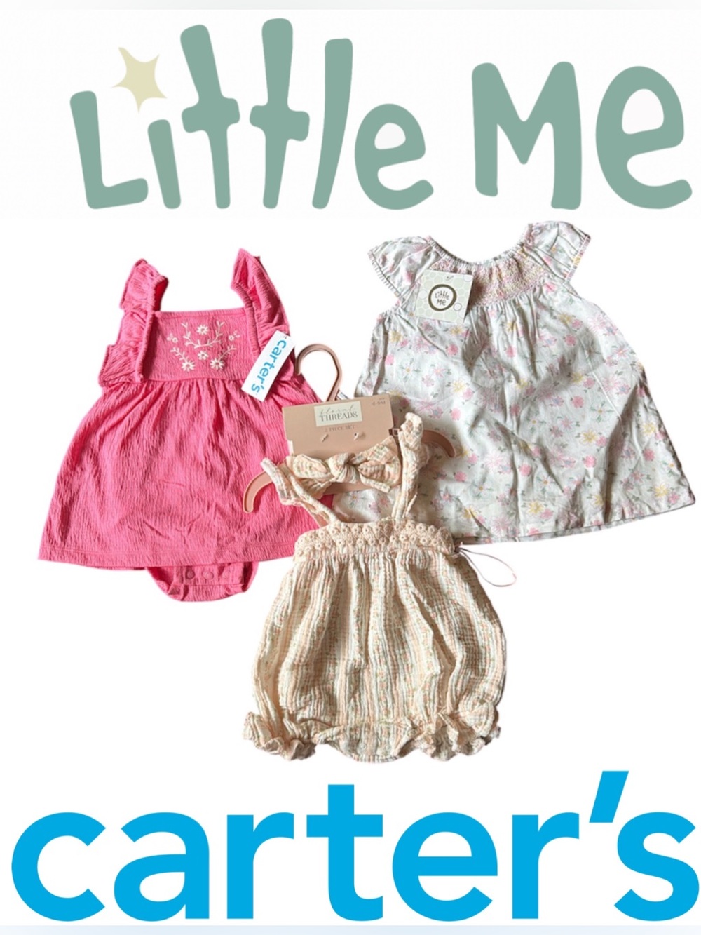 3/$30 set of 3 outfits Carters/Little Me/Floral Threads